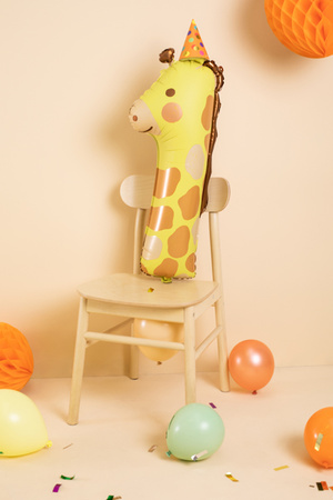 Balon foliowy Cyfra 1 - Żyrafa, 48x96 cm, mix