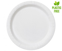 Talerzyki papierowe, białe, rozm. 23 cm, 8 szt. (plastic-free)