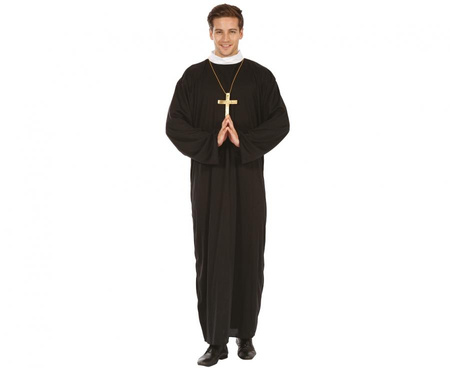 Strój dla dorosłych Ksiądz (sutanna z kołnierzem), rozm. uniw.