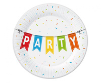 Talerzyki pap. Kolorowe Party, 18 cm, 6 szt.