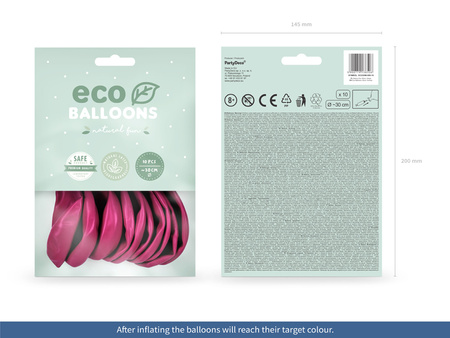 Balony Eco 30cm metalizowane, fuksja (1 op. / 10 szt.)