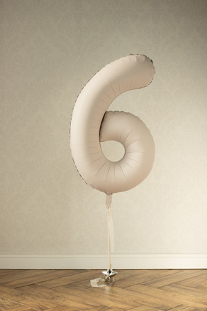 Balon foliowy Cyfra '6', 86cm, jasny beż