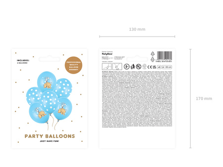 Balony 30cm, Słonik, Pastel Baby Blue Mix (1 op. / 6 szt.)