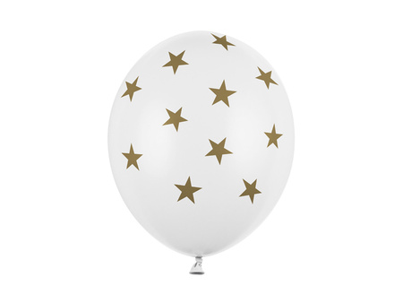Balony 30cm, Gwiazdki, Pastel Pure White (1 op. / 6 szt.)