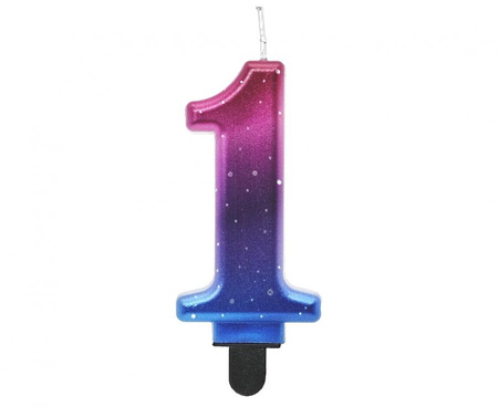 Świeczka cyferka 1, Night Sky, metaliczna, 8 cm