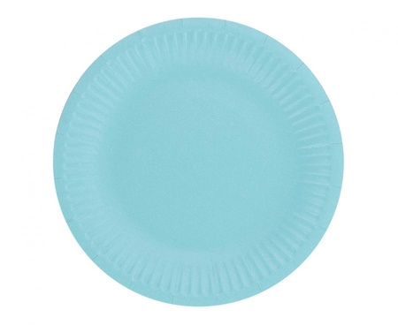 Talerzyki pap. jednokolorowe, jasnoniebieskie, 18 cm, 6 szt.