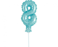 Balon foliowy 13 cm na patyczku "Cyfra 8", błękitna