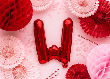 Balon foliowy Litera ''W'', 35cm, czerwony