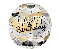 Balon foliowy Happy birthday black & gold