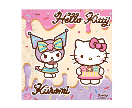 Serwetki papierowe Hello Kitty and Kuromi, 33x33 cm, 20 szt.