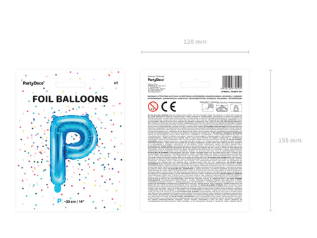 Balon foliowy Litera ''P'', 35cm, niebieski