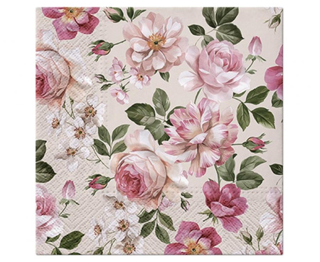 Serwetki papierowe Roses Glory (cream) 33x33 cm / 20 szt.