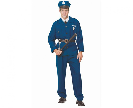 Zestaw dla dorosłych Policjant (koszula, spodnie, pasek, czapka, kołnierzyk z krawatem), rozm.52