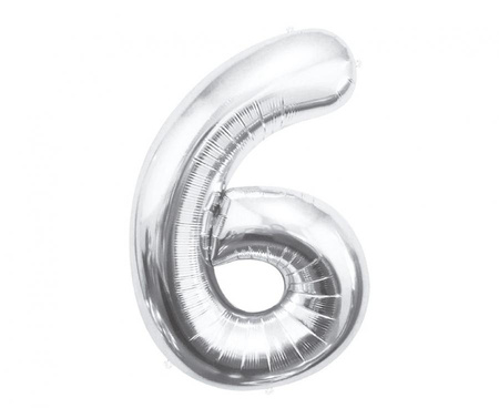 Balon foliowy Cyfra 6, srebrna, 85 cm