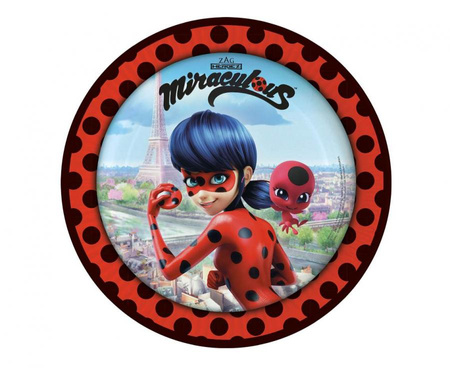 Talerzyki papierowe Miraculous, okrągłe, 23 cm