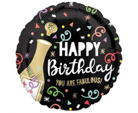 Balon foliowy 18" - Happy Birthday Gold Bubbly