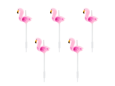 Świeczki urodzinowe Flamingi,  3cm (1 op. / 5 szt.)