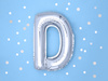 Balon foliowy Litera ''D'', 35cm, srebrny