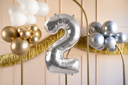 Balon foliowy Cyfra ''2'', 72cm, srebrny