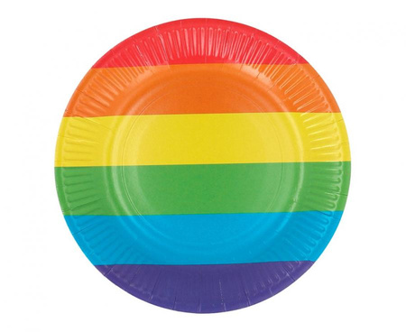 Talerzyki papierowe Rainbow, 23 cm, 8 szt.