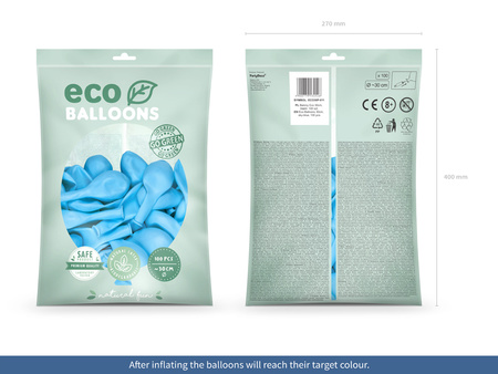 Balony Eco 30cm pastelowe, błękit (1 op. / 100 szt.)