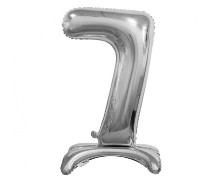 Balon foliowy Cyfra stojąca 7, srebrna, 74 cm