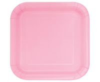 Talerzyki papierowe, pastelowy róż, kwadratowe, 16 szt.