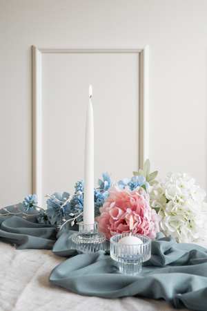 Świecznik szklany z rantem 2w1, 6.5x5.5cm (1 op. / 4 szt.)