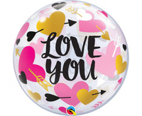 Balon foliowy 22" Bubble Poj. Love You