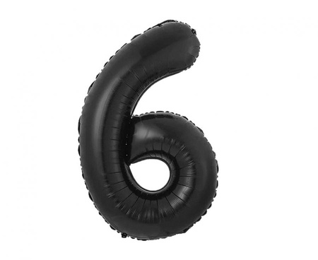 Balon foliowy , cyfra 6, matowa czarna, 85 cm