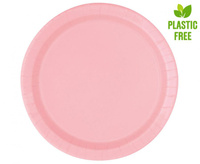 Talerzyki papierowe, jasnoróżowy, 23 cm, 8 szt. (plastic-free)