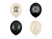 Balony 30 cm, Happy New Year 2026, Pastel Mix (1 op. / 50 szt.)