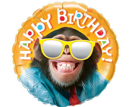 Balon foliowy 18" -  Smiling chimp Birthday