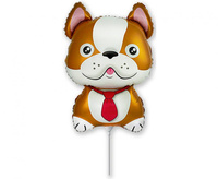 Balon foliowy 14 cali - Pies Bulldog, brązowy