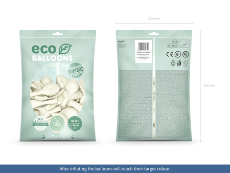 Balony Eco 26cm metalizowane, biały (1 op. / 100 szt.)