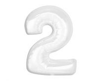 Balon foliowy , cyfra 2, biała, 92 cm