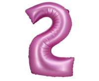 Balon foliowy , Cyfra 2, satynowa różowa, 76 cm