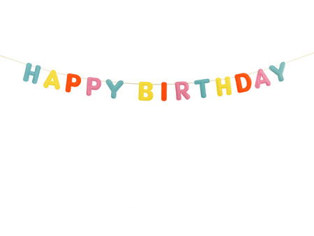 Baner filcowy, Happy Birthday, mix, 3m
