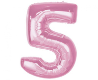 Balon foliowy Smart, cyfra 5, j. różowa, 92 cm
