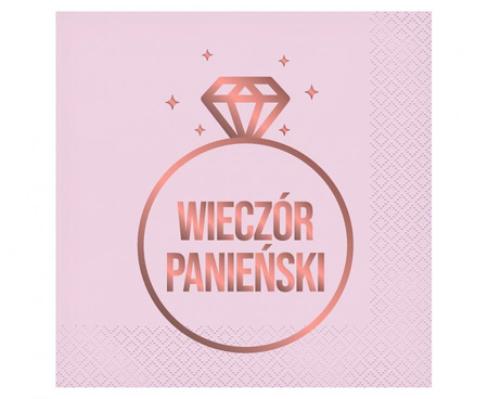 Serwetki Wieczór Panieński (różowe), certyfikat FSC, 33x33 cm/ 20 szt.