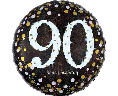 Balon foliowy 18" - 18c Holo sparkling Birthday 90