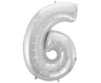 Balon foliowy Cyfra 6, srebrna, 92 cm