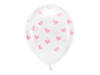 Balony Eco 33 cm, Serca, Crystal Clear (1 op. / 6 szt.)