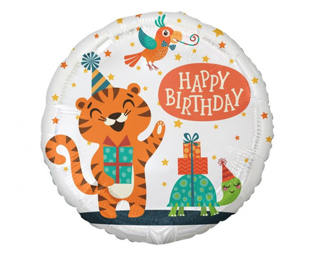Balon foliowy Tygrysek (Happy Birthday), 18 cali