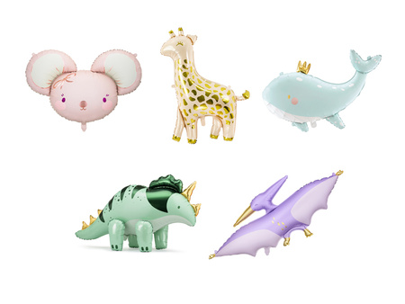 Zestaw balonów foliowych - Zwierzaki, mix (1 op. / 25 szt.)