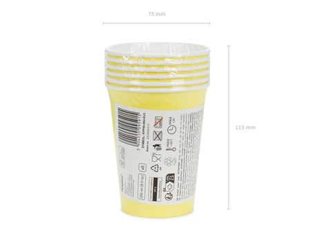 Kubeczki papierowe, żółty, 250ml (1 op. / 6 szt.)