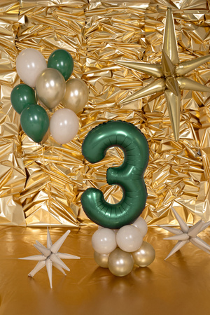 Balon foliowy Cyfra ''3'', 86cm, butelkowa zieleń