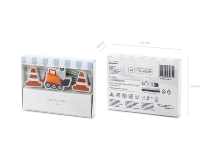 Świeczki urodzinowe Roboty Drogowe, 3-4.5 cm, mix (1 op. / 5 szt.)