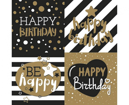 Serwetki papierowe Golden Happy Birthday, 33 x 33 cm, 20 szt.