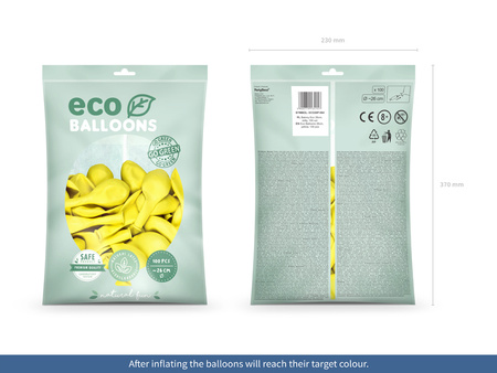 Balony Eco 26cm pastelowe, żółty (1 op. / 100 szt.)